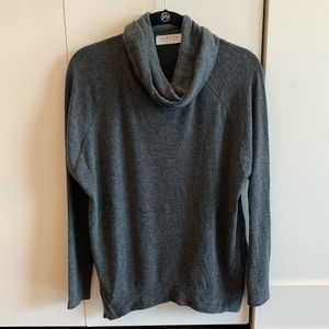 Velvet cowl neck fleece sweater